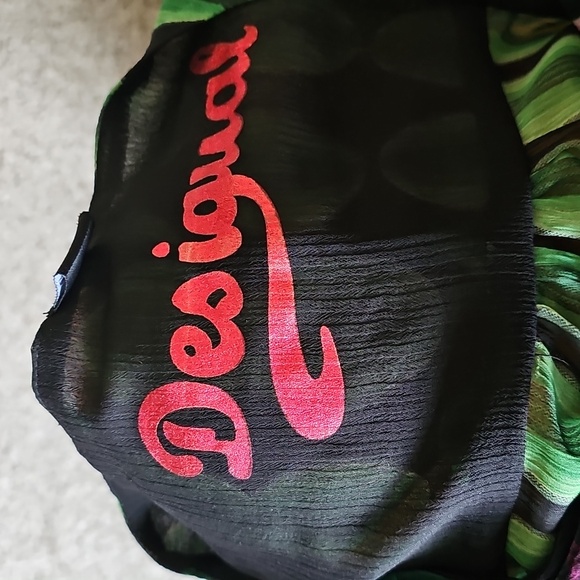 Desigual Funky Boho Colorful Patchwork Long Sleeve Sheer Blouse Top Xl - Picture 9 of 10